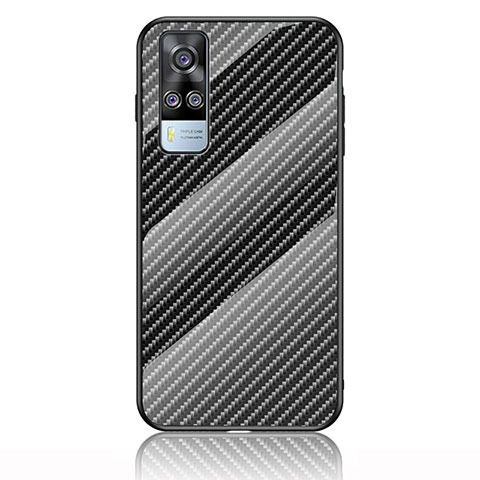 Silikon Schutzhülle Rahmen Tasche Hülle Spiegel Farbverlauf Regenbogen LS2 für Vivo Y31 (2021) Schwarz