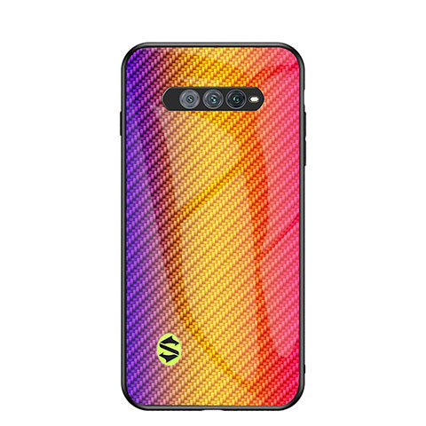 Silikon Schutzhülle Rahmen Tasche Hülle Spiegel Farbverlauf Regenbogen LS2 für Xiaomi Black Shark 4S 5G Orange