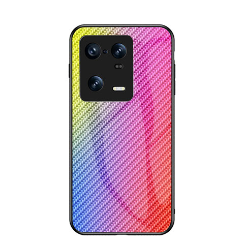 Silikon Schutzhülle Rahmen Tasche Hülle Spiegel Farbverlauf Regenbogen LS2 für Xiaomi Mi 13 Pro 5G Orange