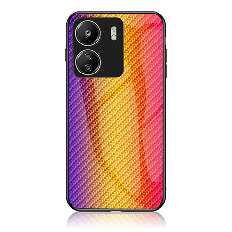 Silikon Schutzhülle Rahmen Tasche Hülle Spiegel Farbverlauf Regenbogen LS2 für Xiaomi Poco C65 Orange