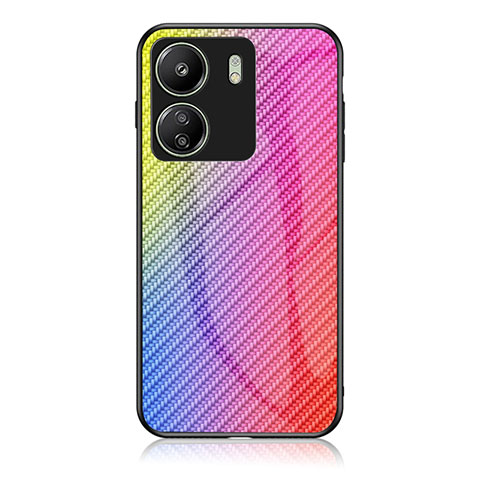 Silikon Schutzhülle Rahmen Tasche Hülle Spiegel Farbverlauf Regenbogen LS2 für Xiaomi Poco C65 Rosa