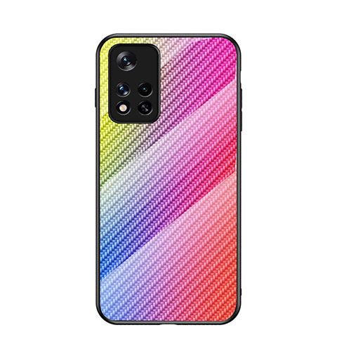 Silikon Schutzhülle Rahmen Tasche Hülle Spiegel Farbverlauf Regenbogen LS2 für Xiaomi Poco M4 Pro 5G Rosa