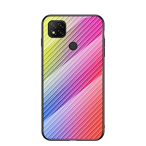 Silikon Schutzhülle Rahmen Tasche Hülle Spiegel Farbverlauf Regenbogen LS2 für Xiaomi Redmi 9 Activ Rosa