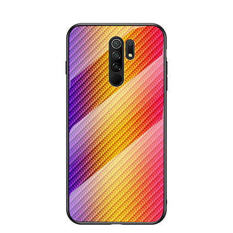 Silikon Schutzhülle Rahmen Tasche Hülle Spiegel Farbverlauf Regenbogen LS2 für Xiaomi Redmi 9 Prime India Orange