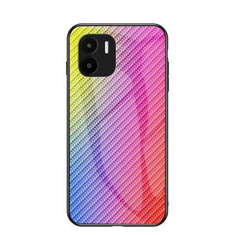 Silikon Schutzhülle Rahmen Tasche Hülle Spiegel Farbverlauf Regenbogen LS2 für Xiaomi Redmi A1 Rosa