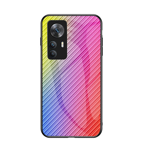 Silikon Schutzhülle Rahmen Tasche Hülle Spiegel Farbverlauf Regenbogen LS2 für Xiaomi Redmi K50 Ultra 5G Rosa