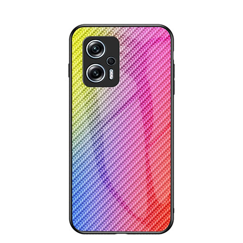 Silikon Schutzhülle Rahmen Tasche Hülle Spiegel Farbverlauf Regenbogen LS2 für Xiaomi Redmi K50i 5G Rosa