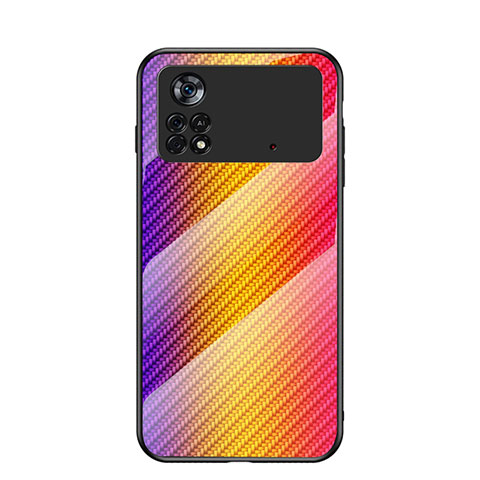 Silikon Schutzhülle Rahmen Tasche Hülle Spiegel Farbverlauf Regenbogen LS2 für Xiaomi Redmi Note 11E Pro 5G Orange