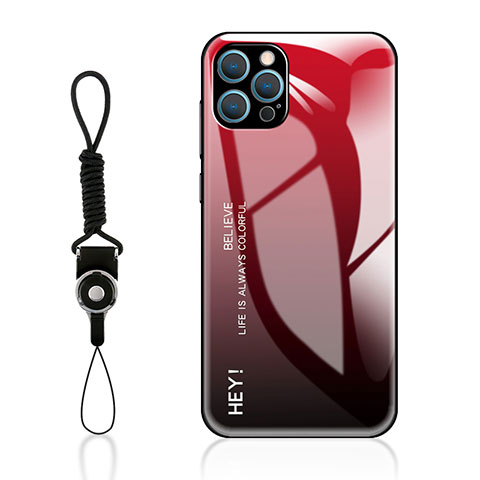 Silikon Schutzhülle Rahmen Tasche Hülle Spiegel Farbverlauf Regenbogen M01 für Apple iPhone 14 Pro Max Rot