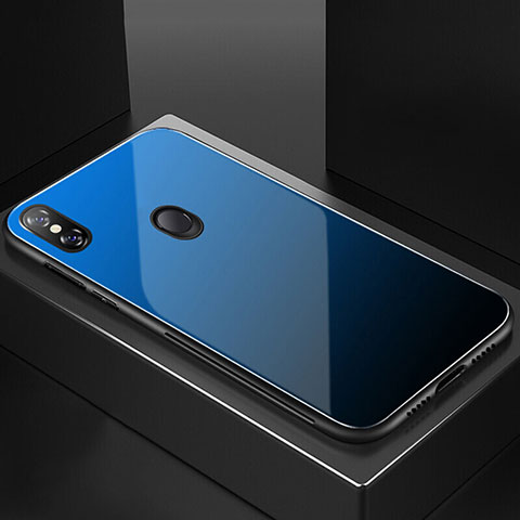 Silikon Schutzhülle Rahmen Tasche Hülle Spiegel Farbverlauf Regenbogen M01 für Xiaomi Mi 8 Blau