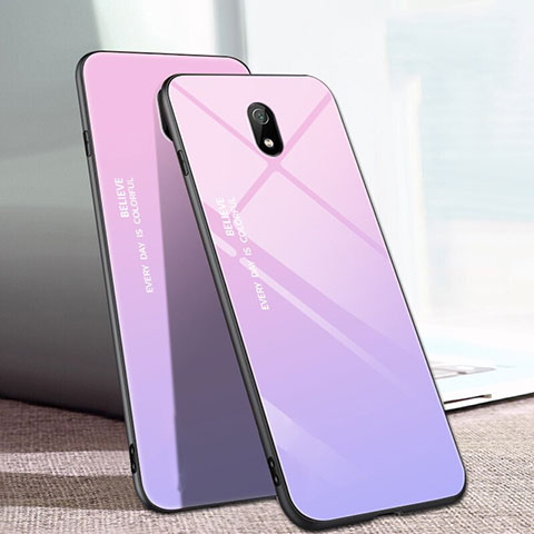 Silikon Schutzhülle Rahmen Tasche Hülle Spiegel Farbverlauf Regenbogen M01 für Xiaomi Redmi 8A Rosa