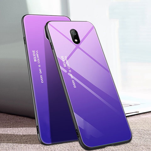 Silikon Schutzhülle Rahmen Tasche Hülle Spiegel Farbverlauf Regenbogen M01 für Xiaomi Redmi 8A Violett