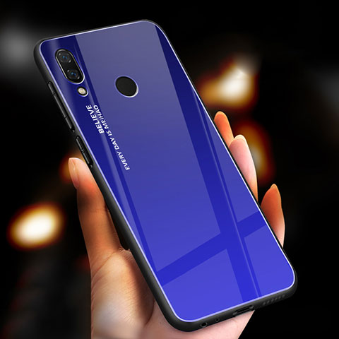 Silikon Schutzhülle Rahmen Tasche Hülle Spiegel Farbverlauf Regenbogen M01 für Xiaomi Redmi Note 7 Pro Blau