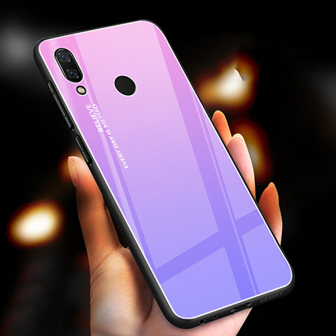 Silikon Schutzhülle Rahmen Tasche Hülle Spiegel Farbverlauf Regenbogen M01 für Xiaomi Redmi Note 7 Violett