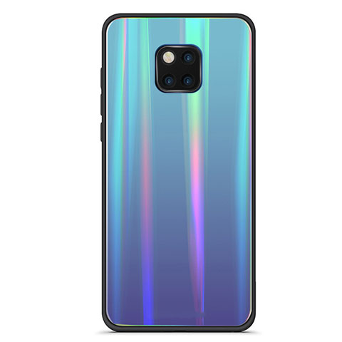 Silikon Schutzhülle Rahmen Tasche Hülle Spiegel Farbverlauf Regenbogen M02 für Huawei Mate 20 Pro Hellblau