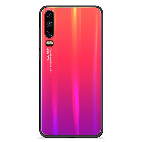 Silikon Schutzhülle Rahmen Tasche Hülle Spiegel Farbverlauf Regenbogen M02 für Huawei P30 Rot