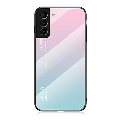 Silikon Schutzhülle Rahmen Tasche Hülle Spiegel Farbverlauf Regenbogen M02 für Samsung Galaxy S22 5G Cyan