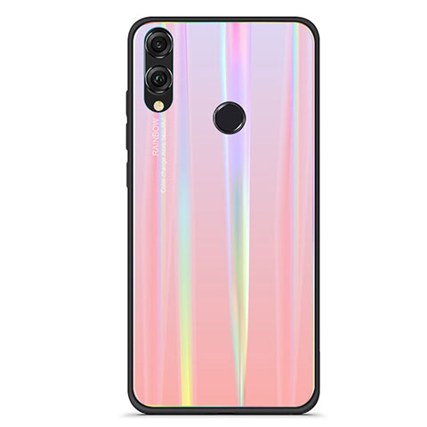 Silikon Schutzhülle Rahmen Tasche Hülle Spiegel Farbverlauf Regenbogen R01 für Huawei Honor 8X Rosegold