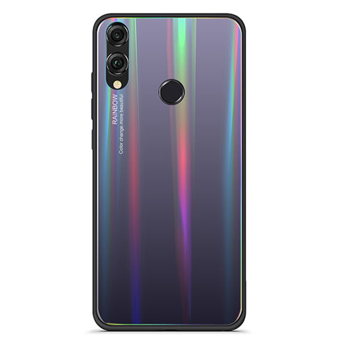 Silikon Schutzhülle Rahmen Tasche Hülle Spiegel Farbverlauf Regenbogen R01 für Huawei Honor V10 Lite Schwarz