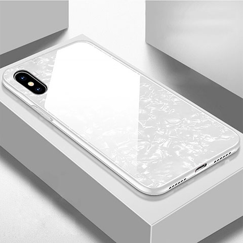 Silikon Schutzhülle Rahmen Tasche Hülle Spiegel für Apple iPhone X Weiß