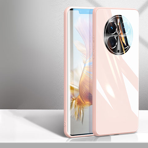 Silikon Schutzhülle Rahmen Tasche Hülle Spiegel für Huawei Mate 50 Pro Rosegold