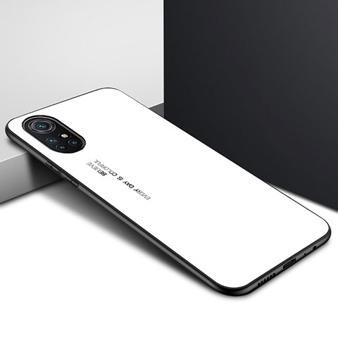 Silikon Schutzhülle Rahmen Tasche Hülle Spiegel für Huawei Nova 8 5G Weiß