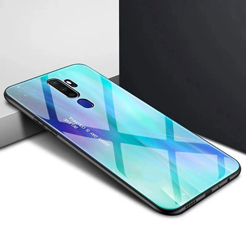 Silikon Schutzhülle Rahmen Tasche Hülle Spiegel für Oppo A11X Cyan