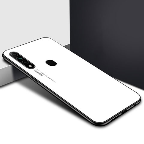 Silikon Schutzhülle Rahmen Tasche Hülle Spiegel für Oppo A31 Weiß