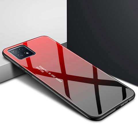 Silikon Schutzhülle Rahmen Tasche Hülle Spiegel für Oppo A72 5G Rot