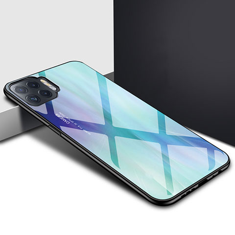 Silikon Schutzhülle Rahmen Tasche Hülle Spiegel für Oppo A93 Cyan