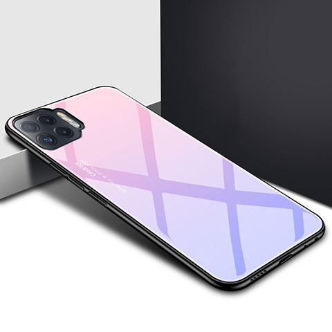 Silikon Schutzhülle Rahmen Tasche Hülle Spiegel für Oppo F17 Pro Helles Lila