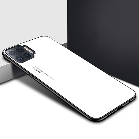 Silikon Schutzhülle Rahmen Tasche Hülle Spiegel für Oppo F17 Pro Weiß