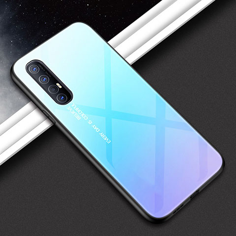 Silikon Schutzhülle Rahmen Tasche Hülle Spiegel für Oppo Reno3 Pro Hellblau