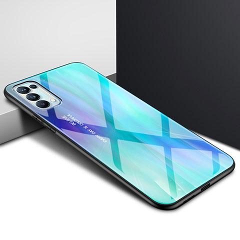 Silikon Schutzhülle Rahmen Tasche Hülle Spiegel für Oppo Reno5 Pro 5G Cyan