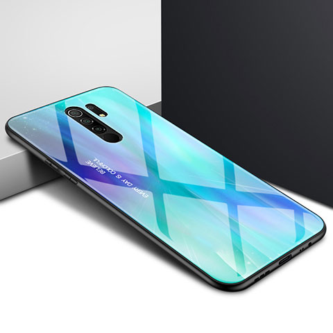 Silikon Schutzhülle Rahmen Tasche Hülle Spiegel für Xiaomi Redmi 9 Cyan