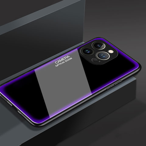 Silikon Schutzhülle Rahmen Tasche Hülle Spiegel M01 für Apple iPhone 14 Pro Max Violett