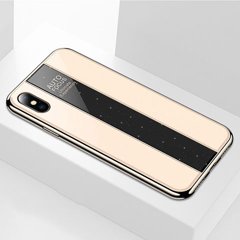 Silikon Schutzhülle Rahmen Tasche Hülle Spiegel M01 für Apple iPhone Xs Max Gold