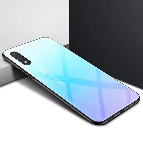 Silikon Schutzhülle Rahmen Tasche Hülle Spiegel M01 für Huawei Y9 Prime (2019) Hellblau