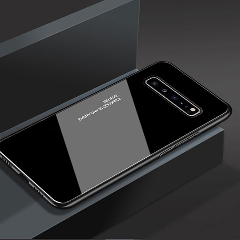 Silikon Schutzhülle Rahmen Tasche Hülle Spiegel M01 für Samsung Galaxy S10 5G SM-G977B Schwarz