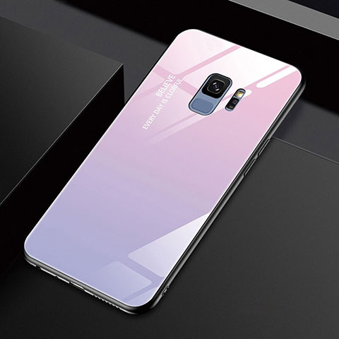 Silikon Schutzhülle Rahmen Tasche Hülle Spiegel M01 für Samsung Galaxy S9 Rosa