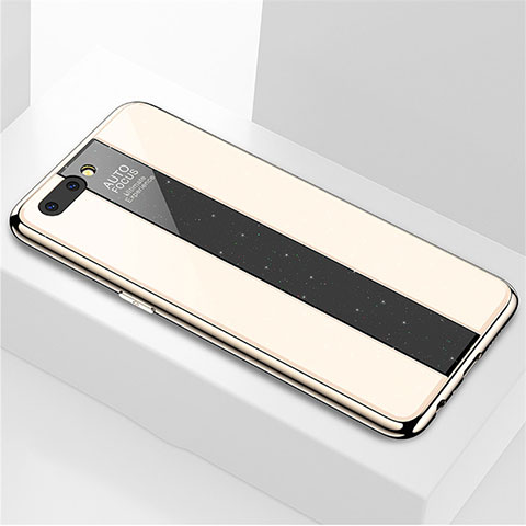 Silikon Schutzhülle Rahmen Tasche Hülle Spiegel M03 für Oppo A5 Gold