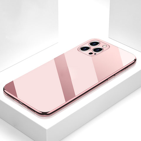 Silikon Schutzhülle Rahmen Tasche Hülle Spiegel M05 für Apple iPhone 15 Pro Rosegold