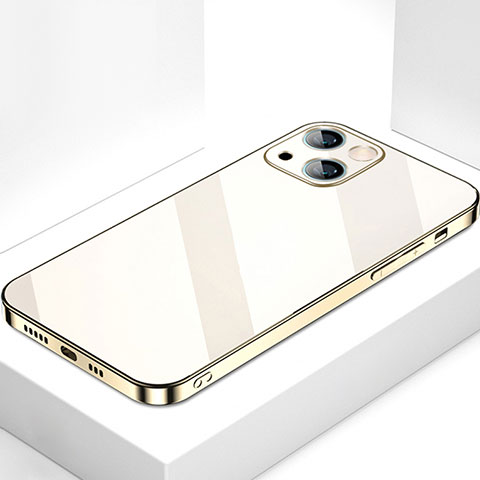 Silikon Schutzhülle Rahmen Tasche Hülle Spiegel M09 für Apple iPhone 14 Gold