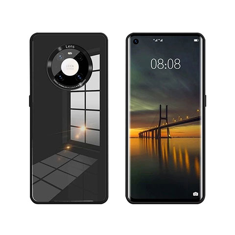 Silikon Schutzhülle Rahmen Tasche Hülle Spiegel T01 für Huawei Mate 40E 5G Schwarz