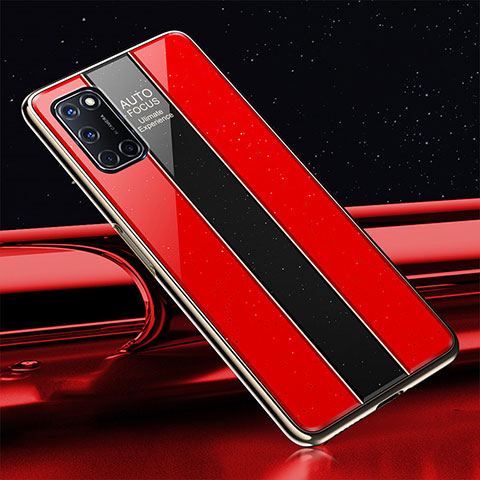 Silikon Schutzhülle Rahmen Tasche Hülle Spiegel T01 für Oppo A72 Rot