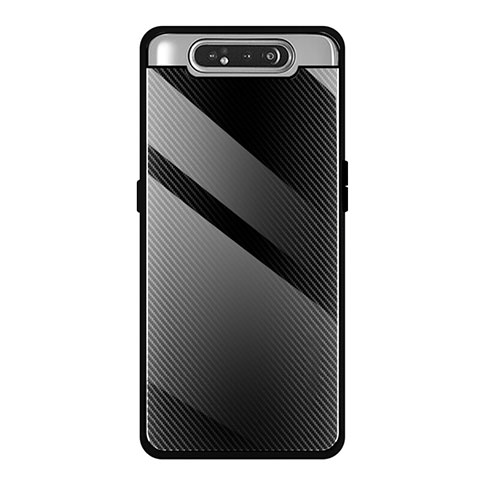 Silikon Schutzhülle Rahmen Tasche Hülle Spiegel T01 für Samsung Galaxy A80 Schwarz