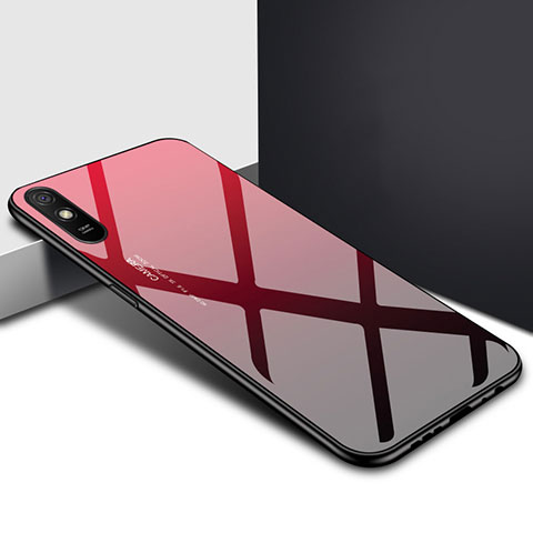 Silikon Schutzhülle Rahmen Tasche Hülle Spiegel T01 für Xiaomi Redmi 9A Rot
