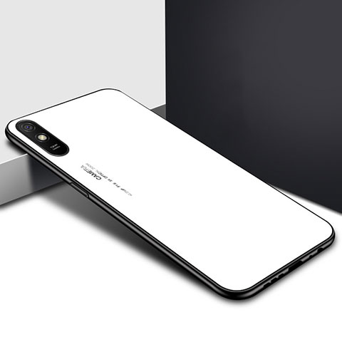 Silikon Schutzhülle Rahmen Tasche Hülle Spiegel T01 für Xiaomi Redmi 9AT Weiß