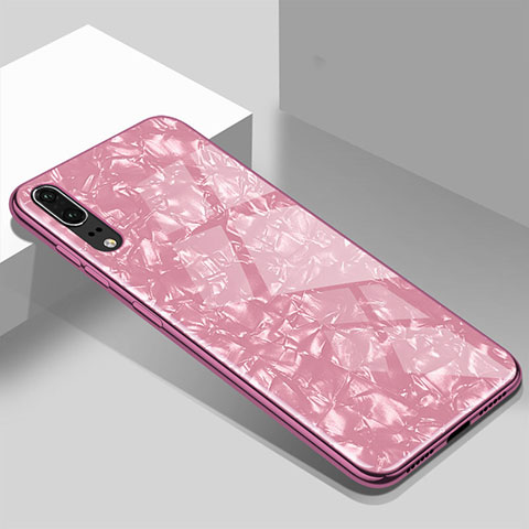 Silikon Schutzhülle Rahmen Tasche Hülle Spiegel T02 für Huawei P20 Rosa