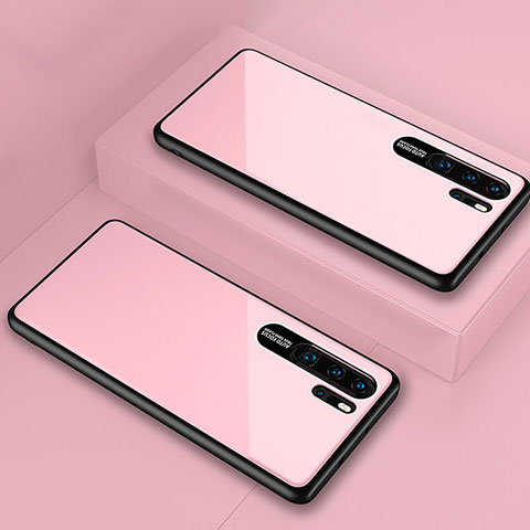 Silikon Schutzhülle Rahmen Tasche Hülle Spiegel T02 für Huawei P30 Pro New Edition Rosa